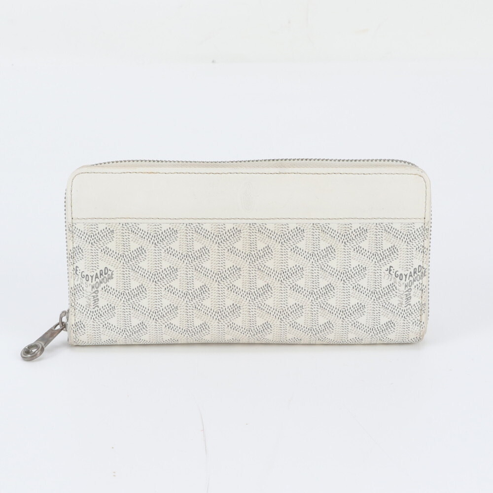 Goyard Matignon GM Wallet, Herringbone Leather, Long Round Zipper, Women's
